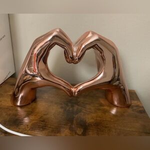 Pink Metallic Heart Hands Shelf Art NWOT
